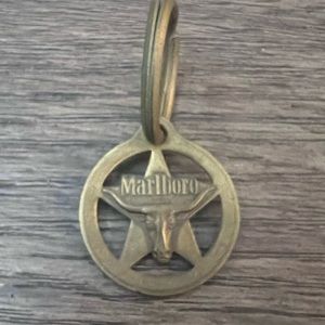 Marlboro Key Ring Tag Brass Advertising Cigarette Stead Bull Vintage 70s